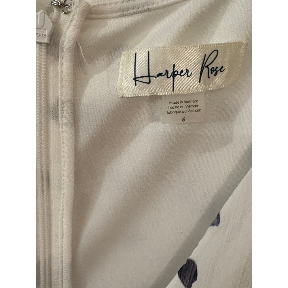 NWT-Harper Rose Dress White w/Blue Polka Dots Midi Size 6 - Picture 4 of 4